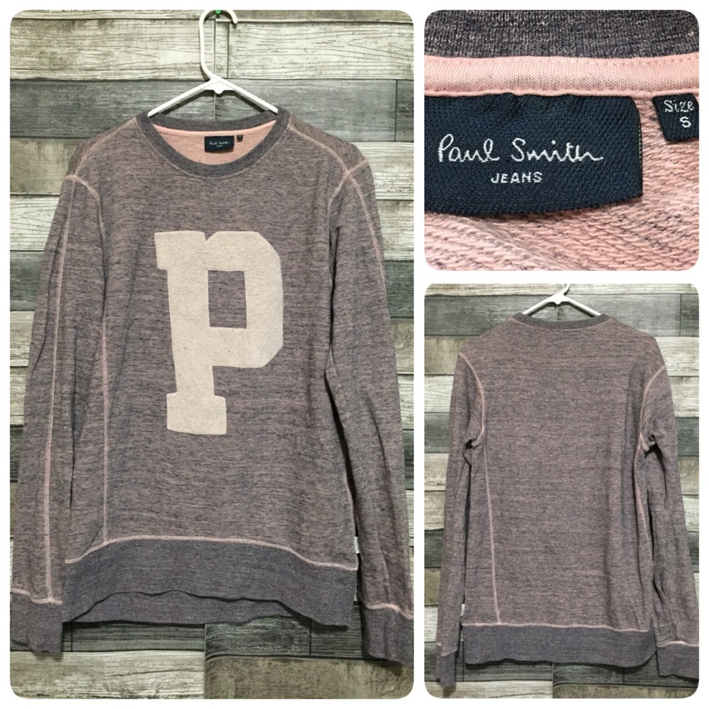 Paul Smith Sweatshirt Men’s S Heather Pink Crewneck Pullover 100% Cotton